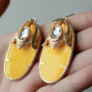 Yellow Oval Drop Earrings Boho